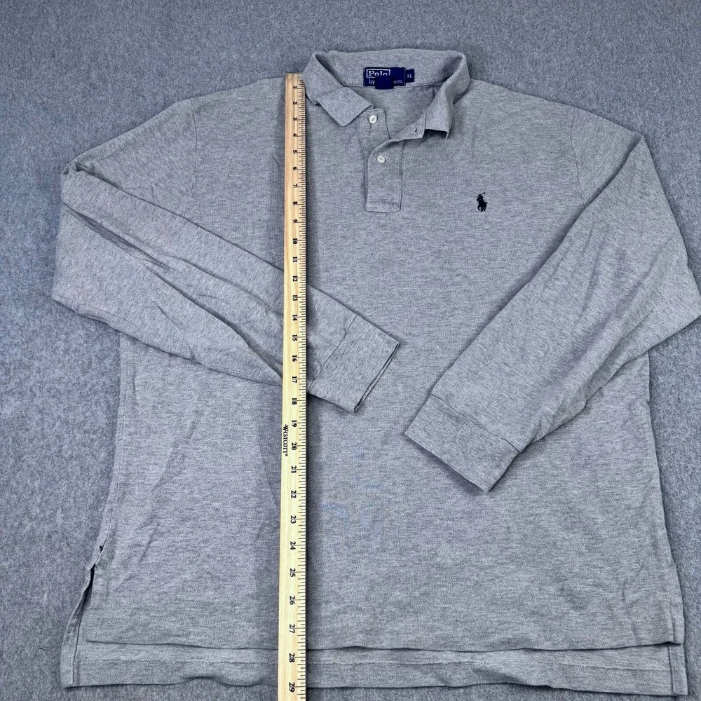 Polo Ralph Lauren Men's Size XL Long Sleeve‎ Classic Fit Polo Gray Black Pony